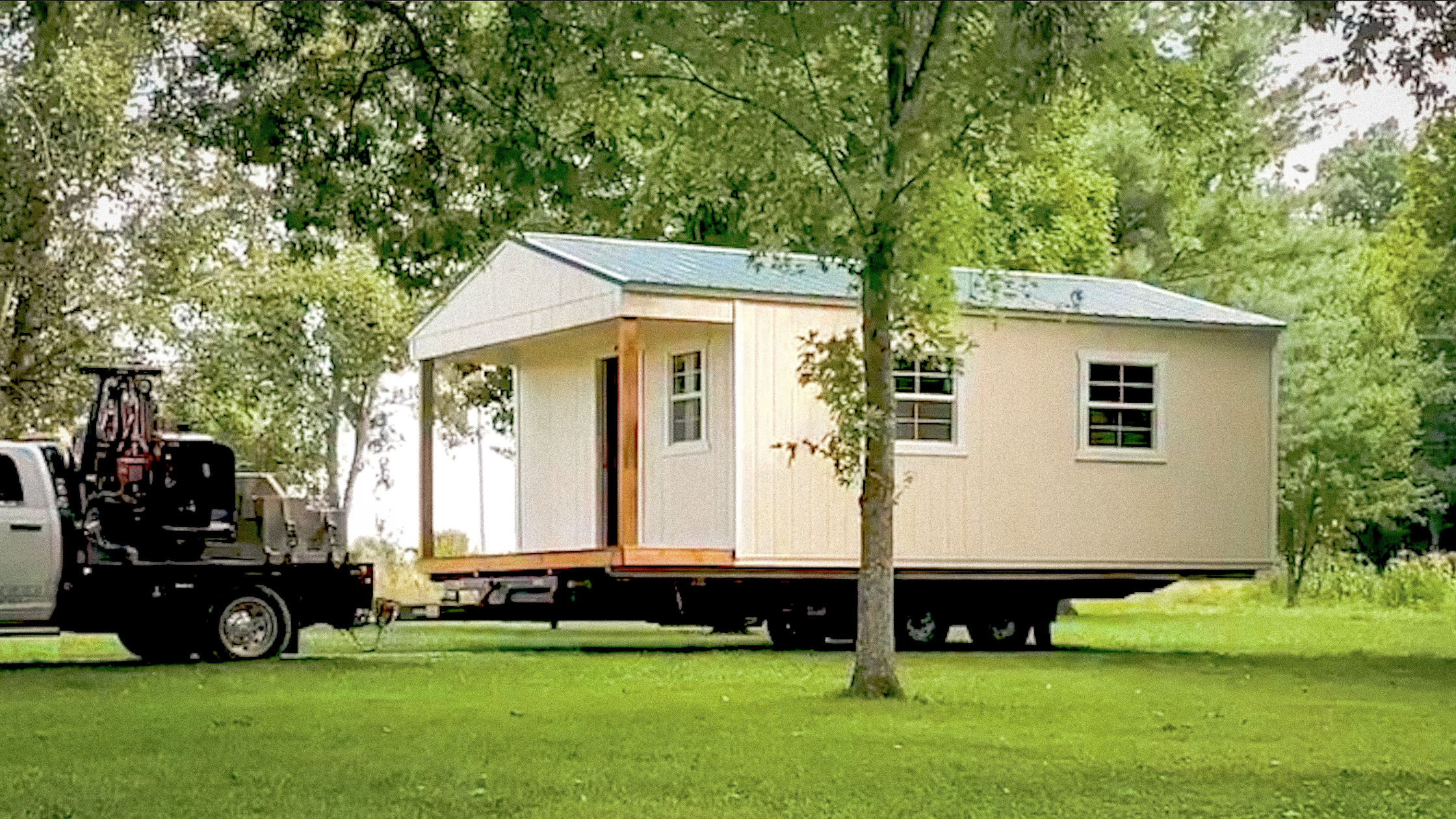 Delivery of a Utility Shed with a Playhouse package.